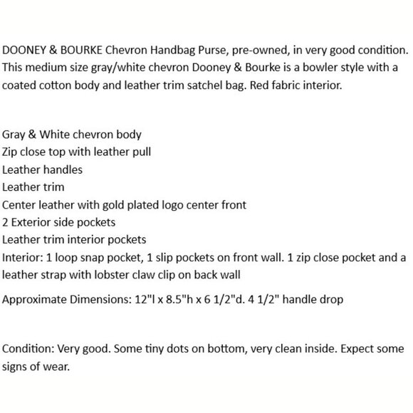 DOONEY & BOURKE Chevron Handbag Purse - Picture 2 of 14